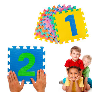 Tapete Tatame EVA Números 10 Peças Colorido Emborrachado 30x30cm